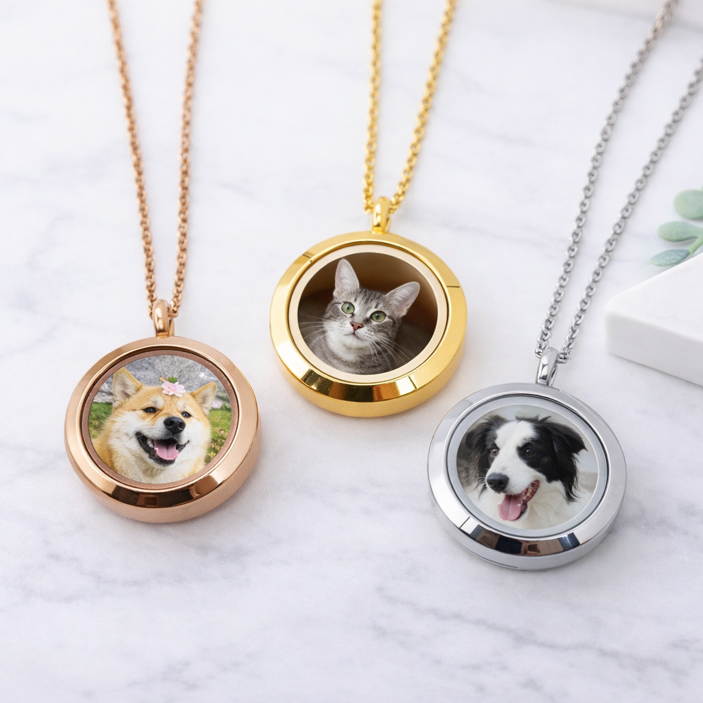 Custom Pet Photo Locket Necklace – Personalized Memorial Jewelry