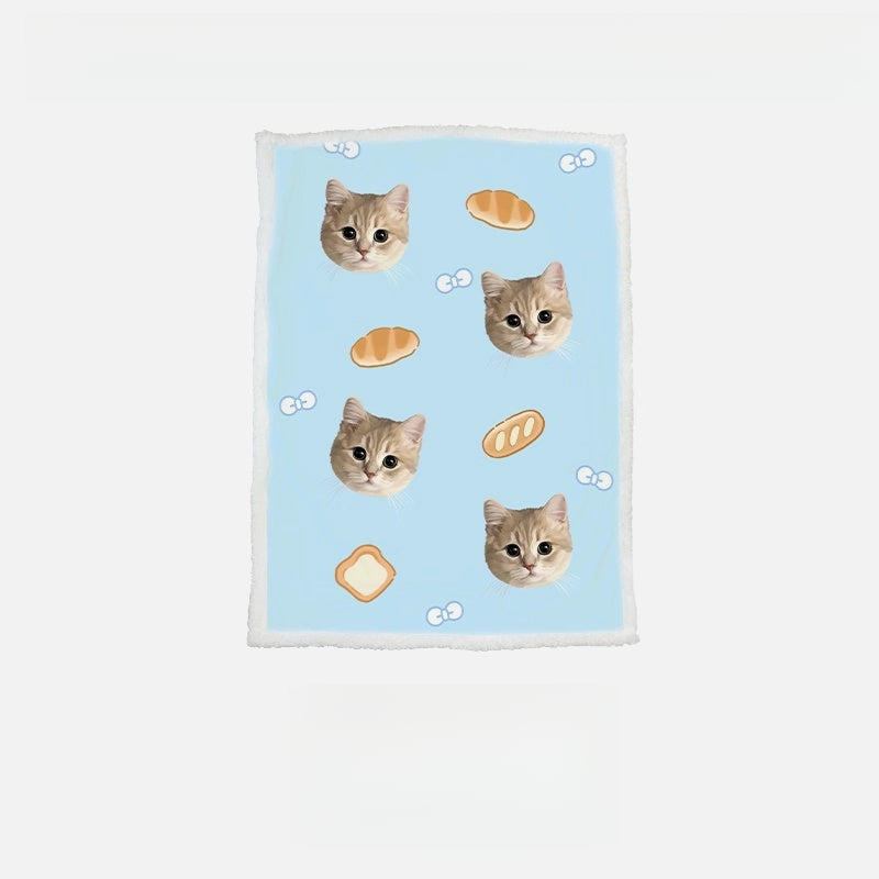 Custom Pet Portrait Sherpa Fleece Blanket – Personalized Dog & Cat Photo Throw