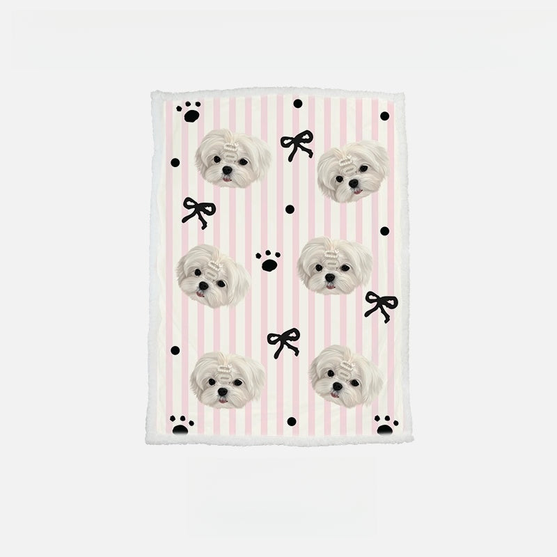 Custom Pet Portrait Sherpa Fleece Blanket – Personalized Dog & Cat Photo Throw