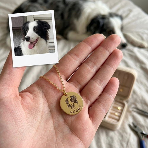 Custom Engraved Pet Face Necklace
