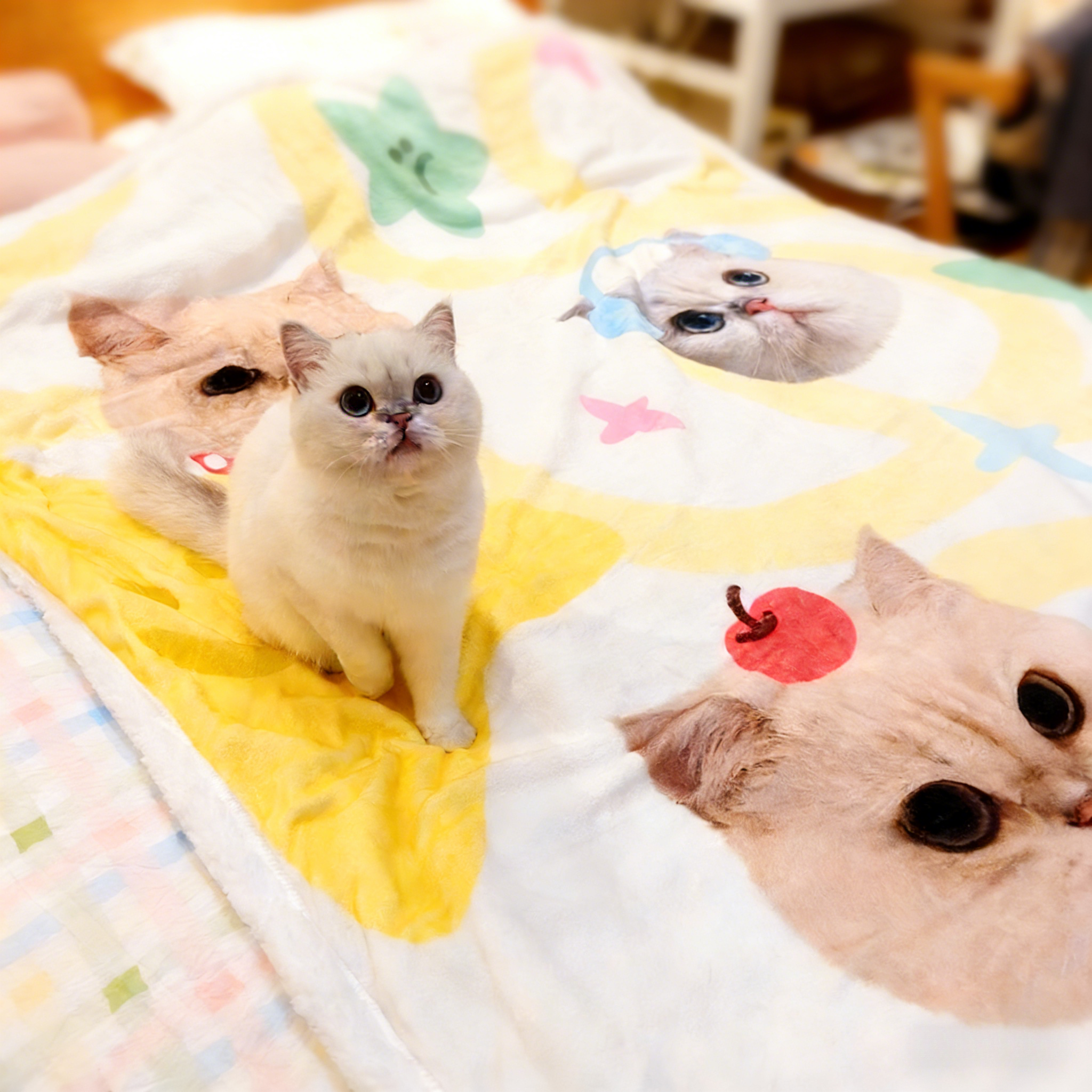 Custom Pet Portrait Sherpa Fleece Blanket – Personalized Dog & Cat Photo Throw