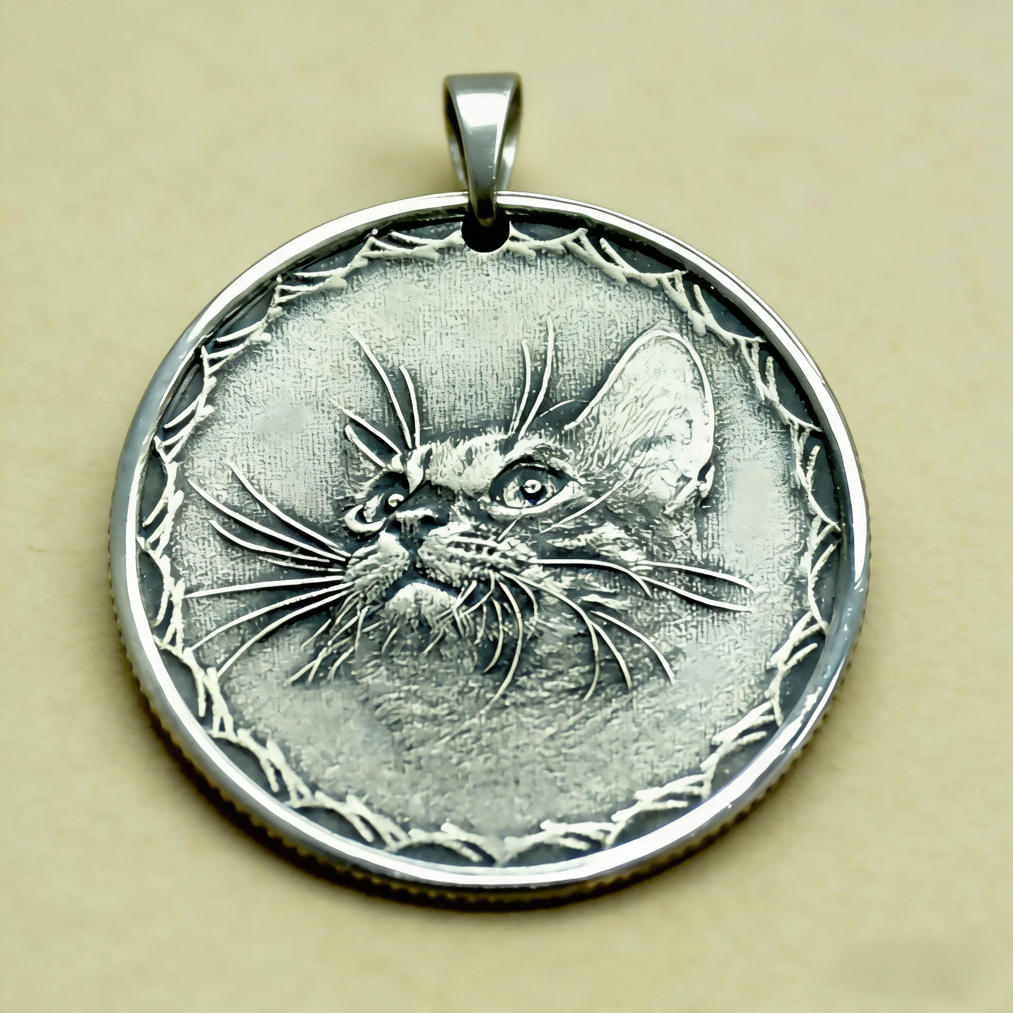 Custom Pet Portrait Silver Necklace – Hand Engraved 999 Fine Silver Pendant