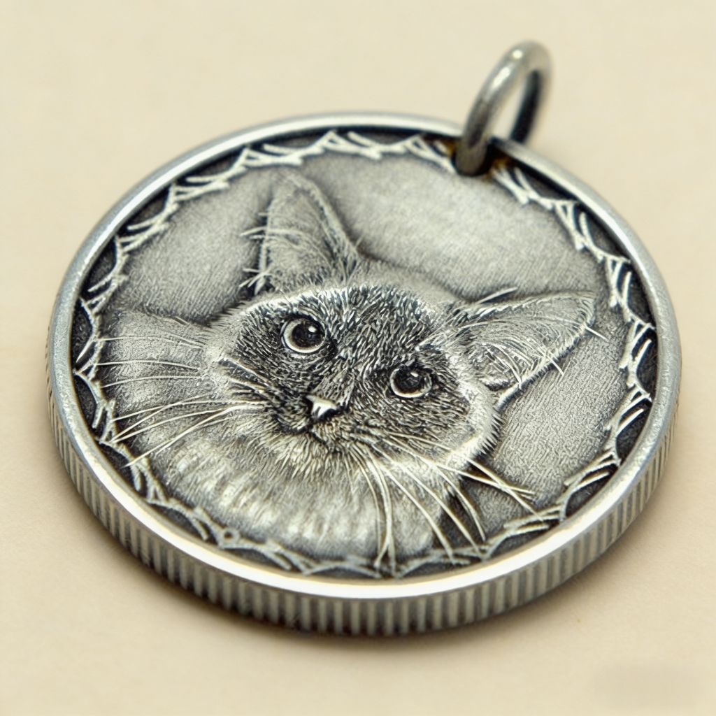 Custom Pet Portrait Silver Necklace – Hand Engraved 999 Fine Silver Pendant