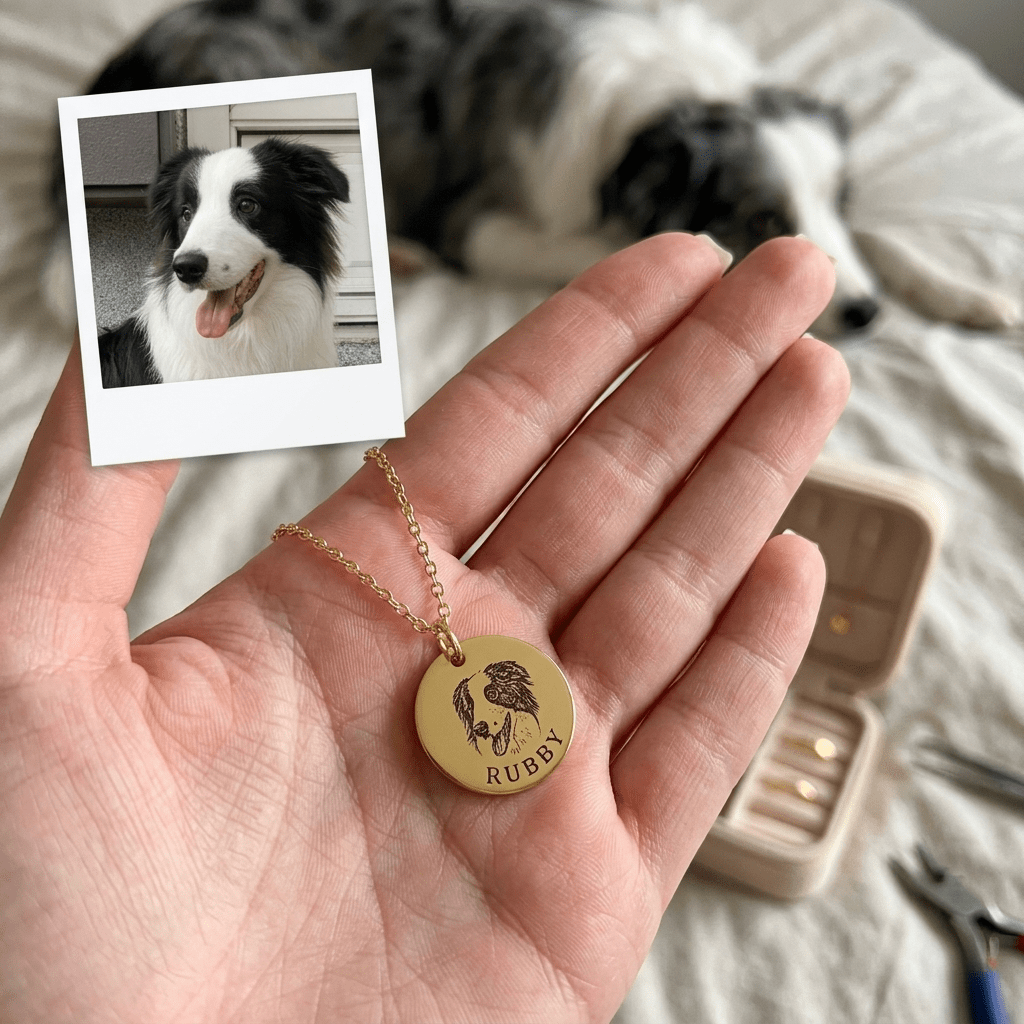 Custom Engraved Pet Face Necklace - paw&bond