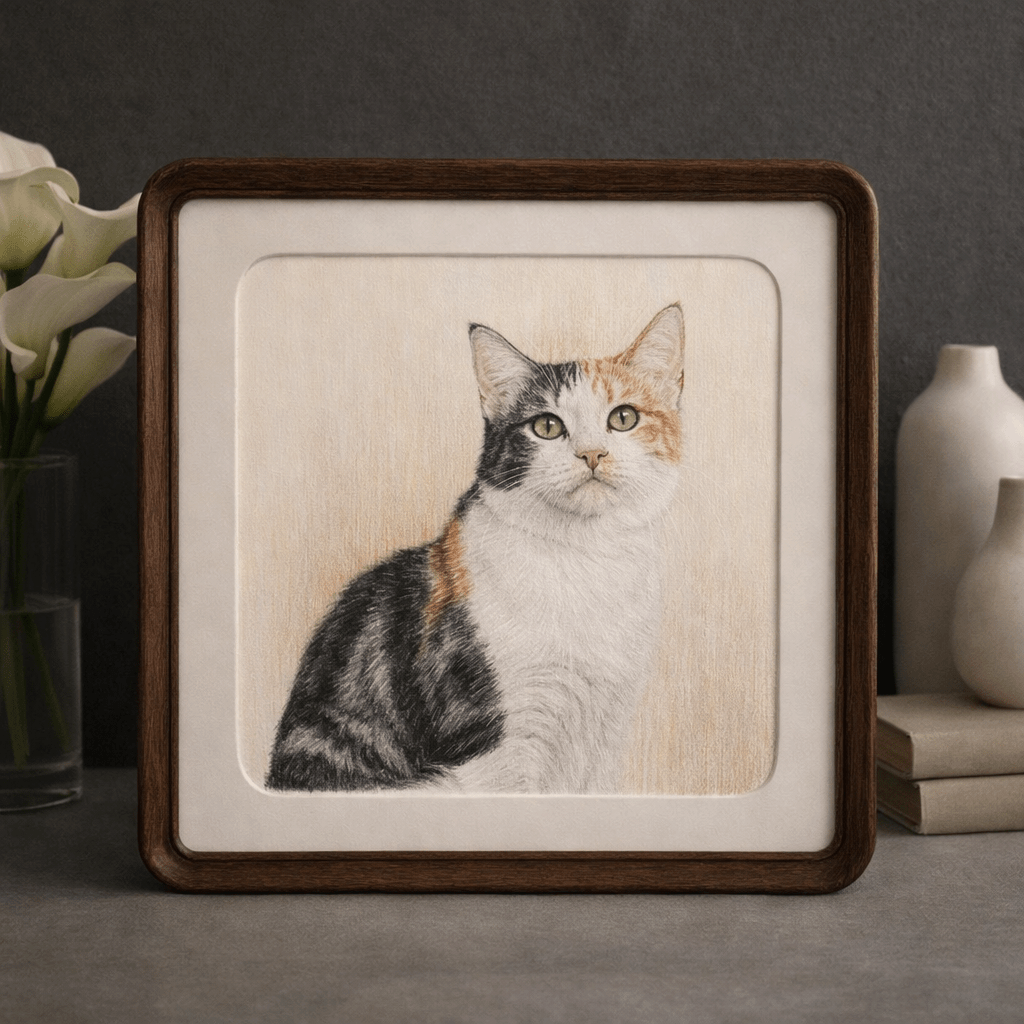 Custom Hand - Drawn Pet Portrait – Personalized Pencil & Color Dog & Cat Art - paw&bond