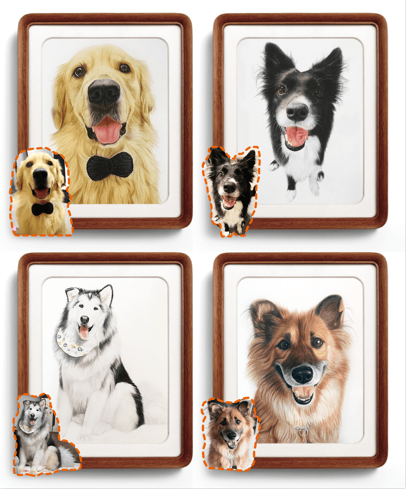 Custom Hand - Drawn Pet Portrait – Personalized Pencil & Color Dog & Cat Art - paw&bond