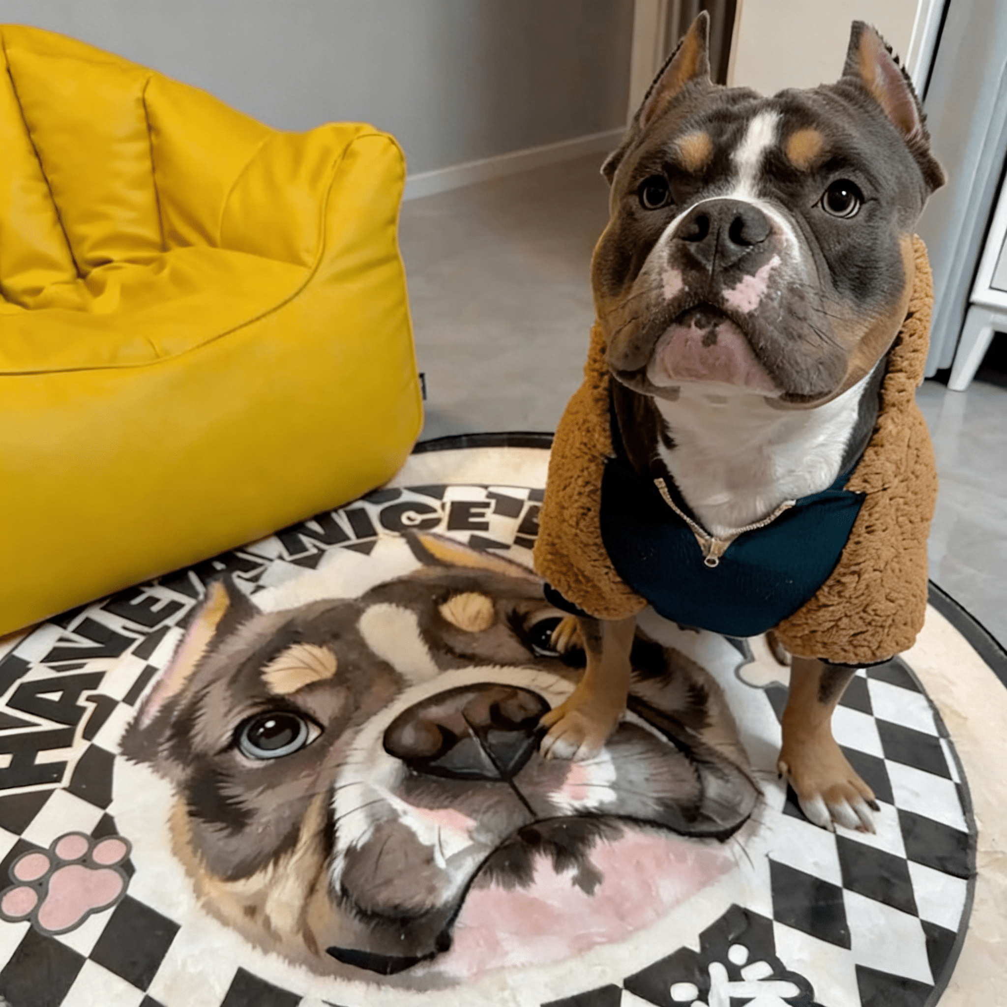 Custom Pet Illustration Rug – Personalized Hand - Drawn Pet Portrait Carpet - paw&bond