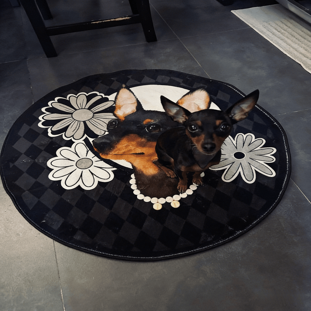 Custom Pet Illustration Rug – Personalized Hand - Drawn Pet Portrait Carpet - paw&bond
