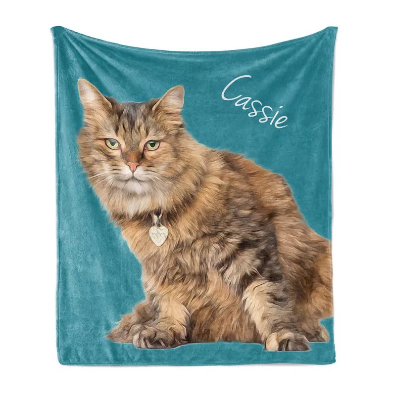 Custom Pet Photo Blanket – Personalized Dog Cat Name Flannel Throw | Pet Portrait Gift - paw&bond