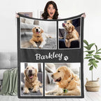 Custom Pet Photo Blanket – Personalized Dog Cat Name Flannel Throw | Pet Portrait Gift - paw&bond