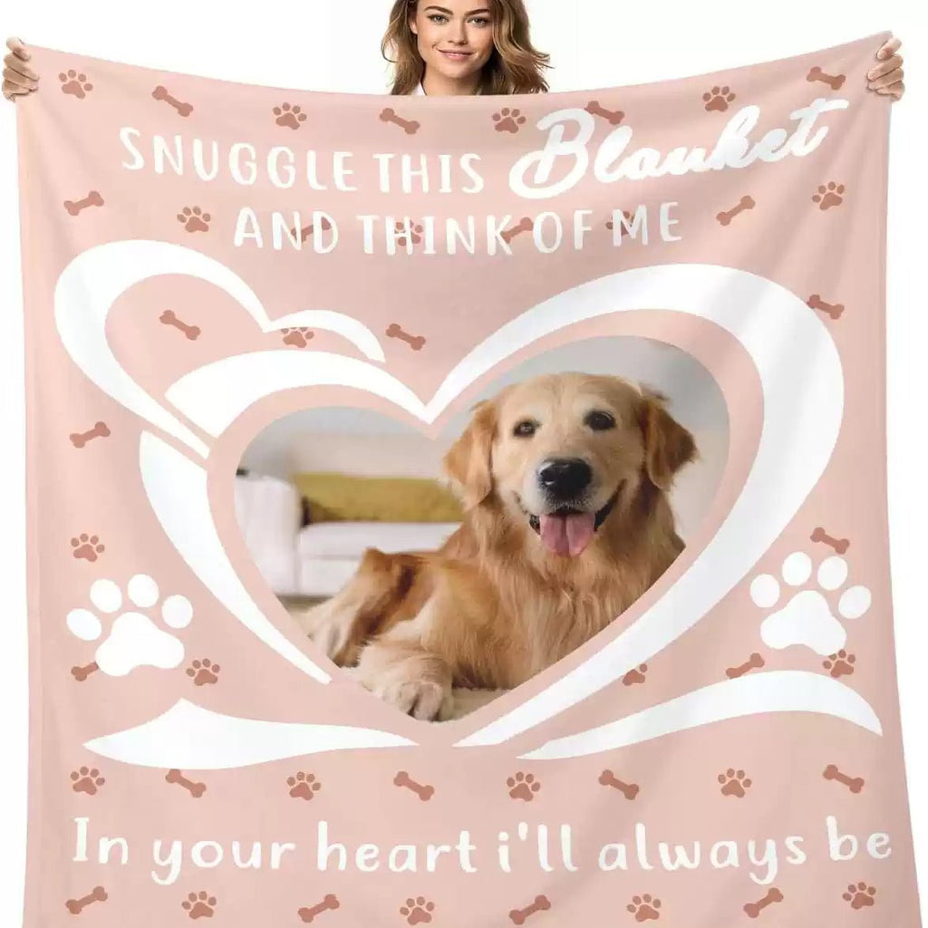 Custom Pet Photo Blanket – Personalized Dog Cat Name Flannel Throw | Pet Portrait Gift - paw&bond