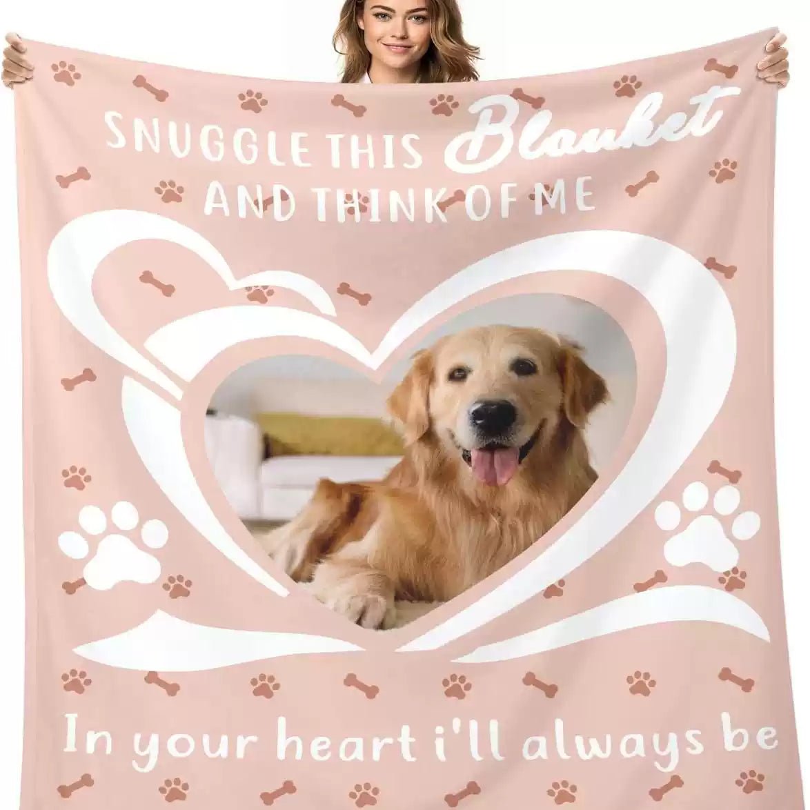 Custom Pet Photo Blanket – Personalized Dog Cat Name Flannel Throw | Pet Portrait Gift - paw&bond