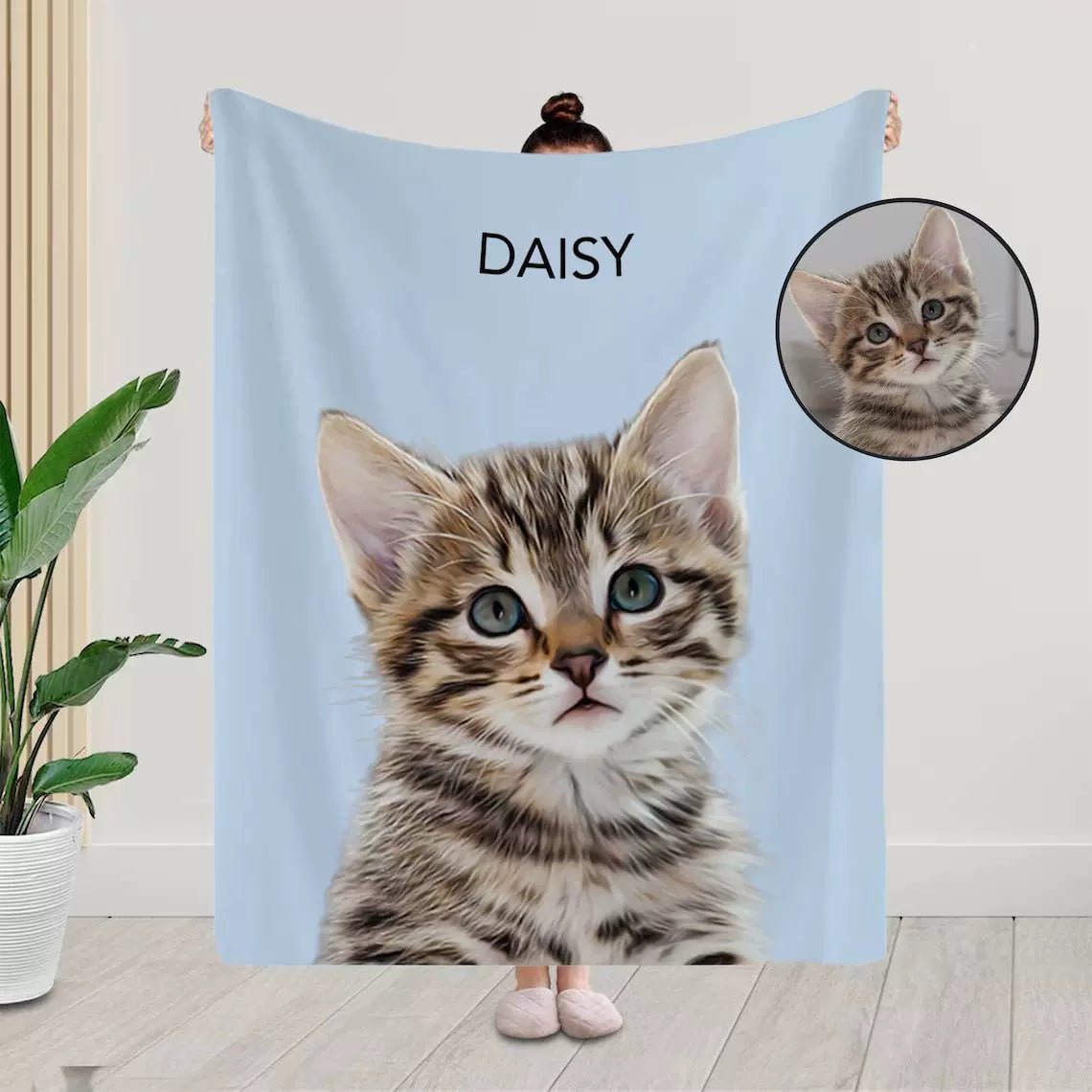 Custom Pet Photo Blanket – Personalized Dog Cat Name Flannel Throw | Pet Portrait Gift - paw&bond