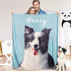 Custom Pet Photo Blanket – Personalized Dog Cat Name Flannel Throw | Pet Portrait Gift - paw&bond