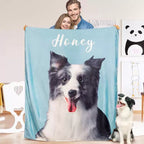 Custom Pet Photo Blanket – Personalized Dog Cat Name Flannel Throw | Pet Portrait Gift - paw&bond