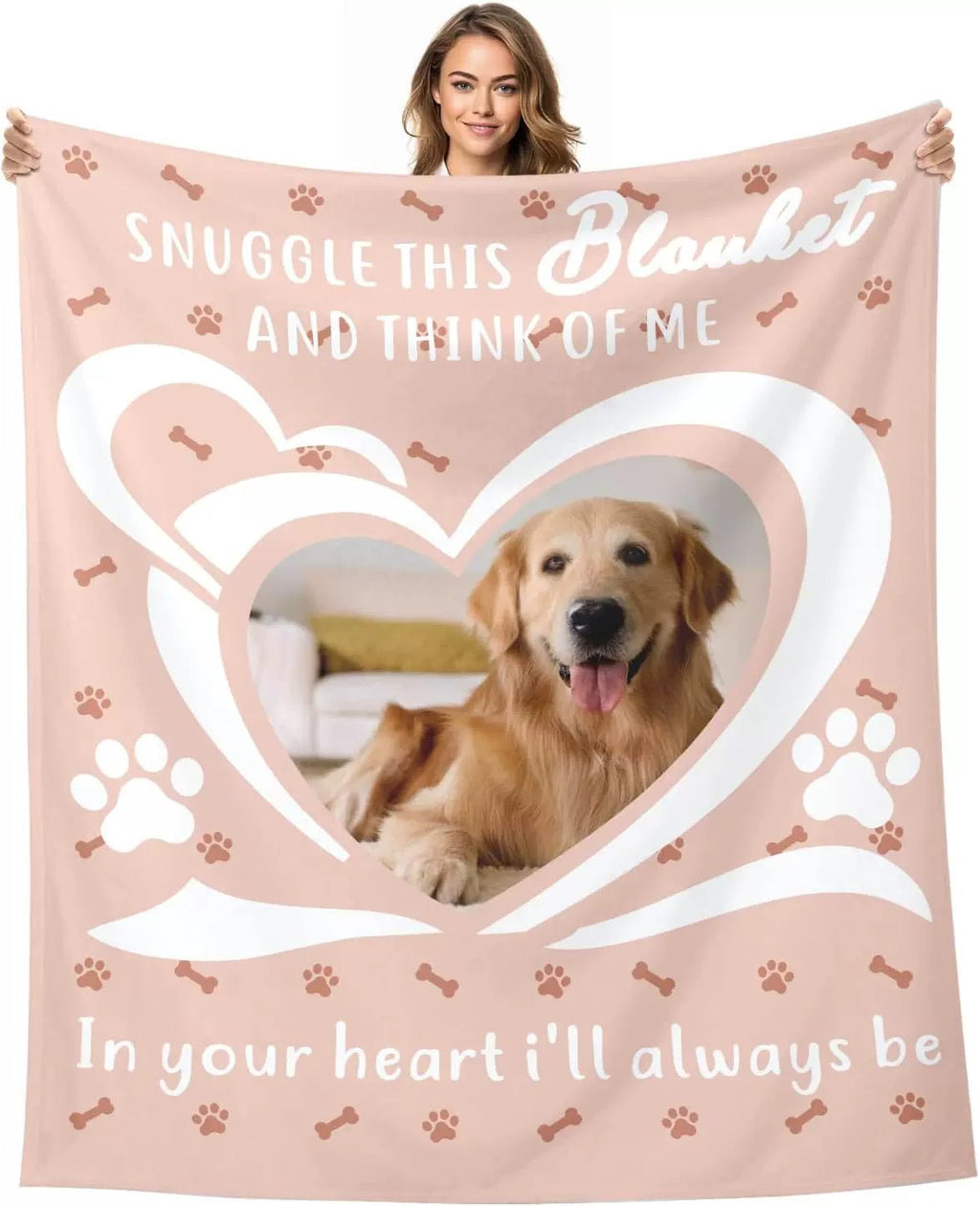 Custom Pet Photo Blanket – Personalized Dog Cat Name Flannel Throw | Pet Portrait Gift - paw&bond