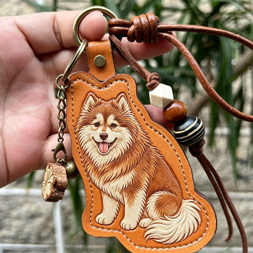 Custom Pet Photo Keychain & Bag Charm | Personalized Leather Pet Portrait - paw&bond