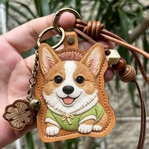Custom Pet Photo Keychain & Bag Charm | Personalized Leather Pet Portrait - paw&bond