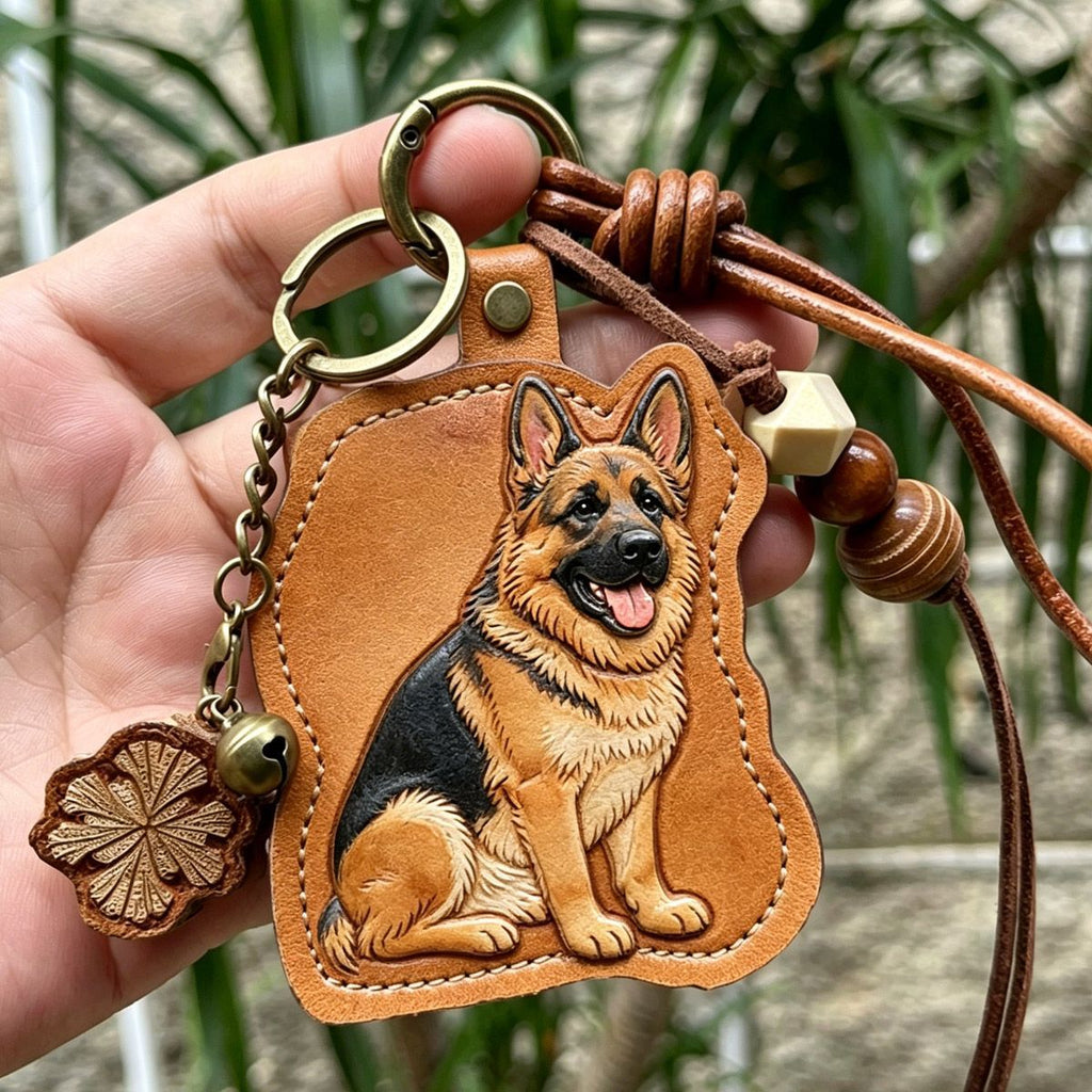 Custom Pet Photo Keychain & Bag Charm | Personalized Leather Pet Portrait - paw&bond