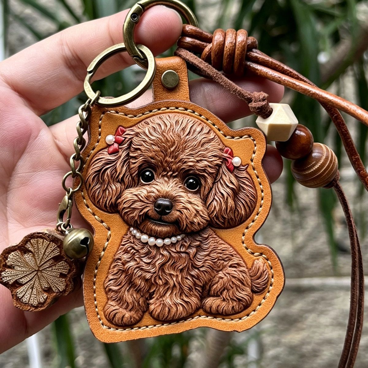 Custom Pet Photo Keychain & Bag Charm | Personalized Leather Pet Portrait - paw&bond