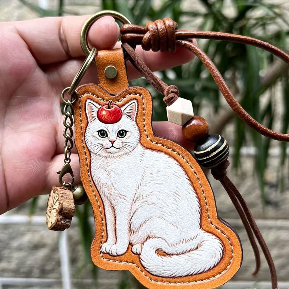 Custom Pet Photo Keychain & Bag Charm | Personalized Leather Pet Portrait - paw&bond
