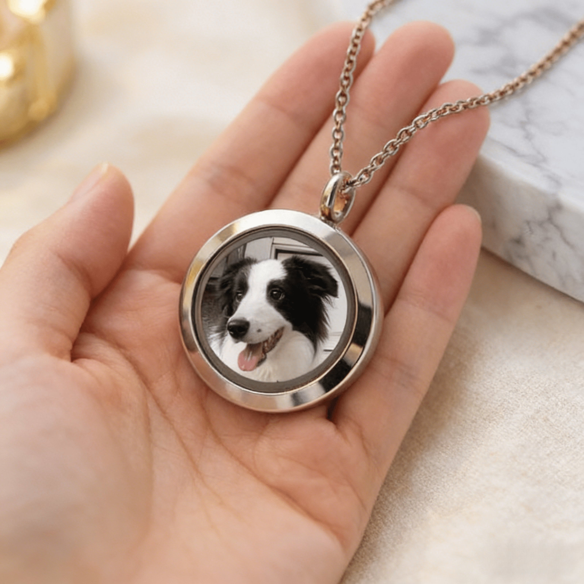 Custom Pet Photo Locket Necklace – Personalized Dog & Cat Memorial Jewelry - paw&bond