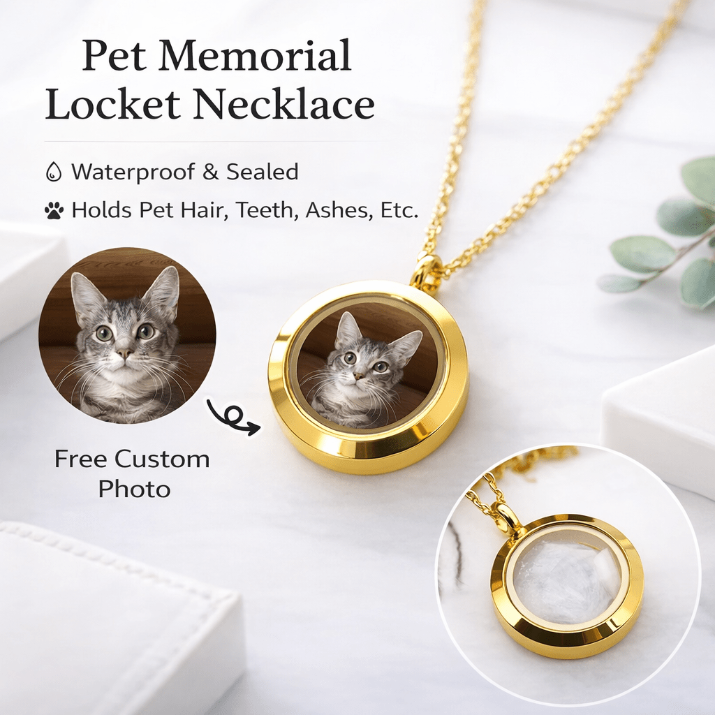 Custom Pet Photo Locket Necklace – Personalized Dog & Cat Memorial Jewelry - paw&bond