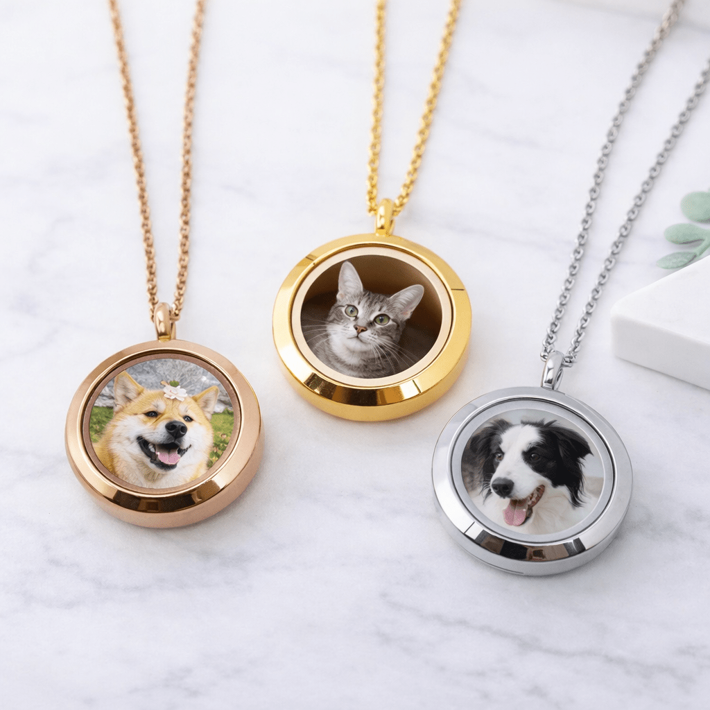 Custom Pet Photo Locket Necklace – Personalized Dog & Cat Memorial Jewelry - paw&bond