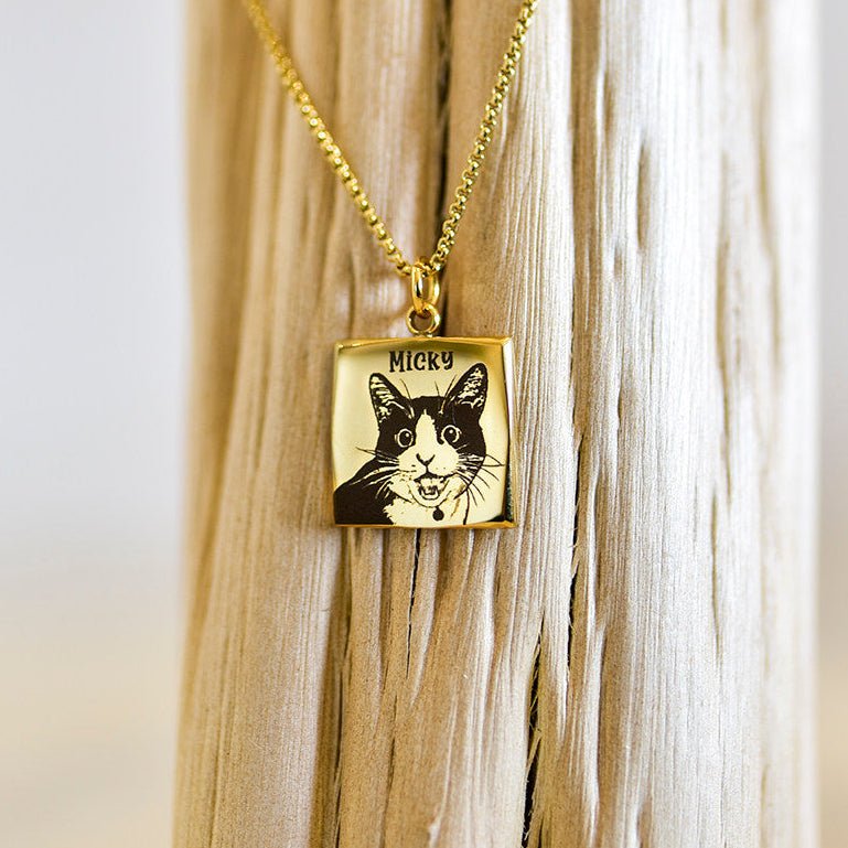 Custom Pet Photo Name Necklace – Personalized Stainless Steel Pendant Gift - paw&bond