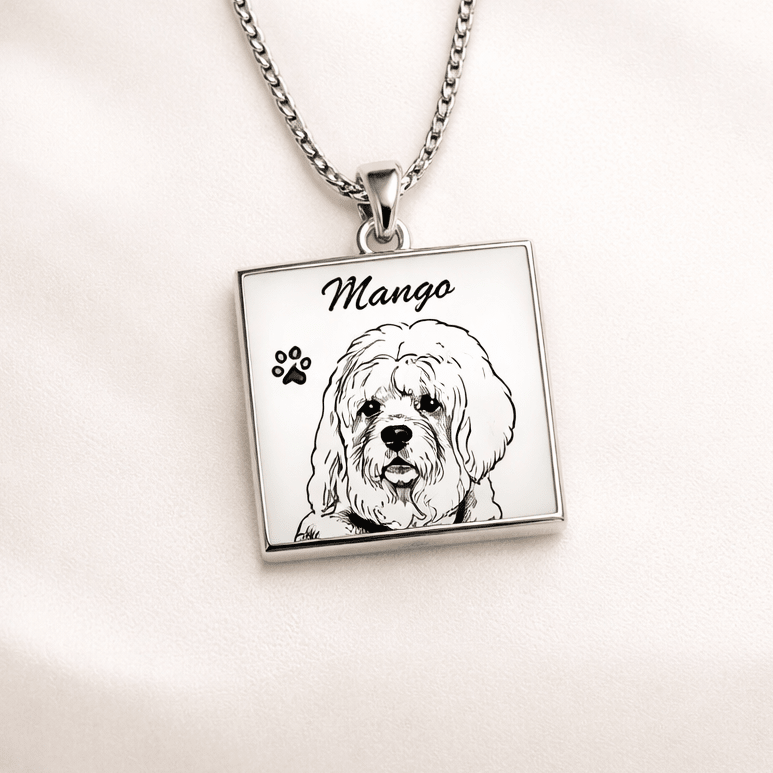 Custom Pet Photo Name Necklace – Personalized Stainless Steel Pendant Gift - paw&bond