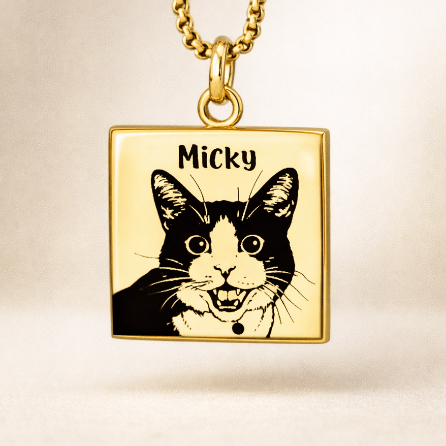 Custom Pet Photo Name Necklace – Personalized Stainless Steel Pendant Gift - paw&bond