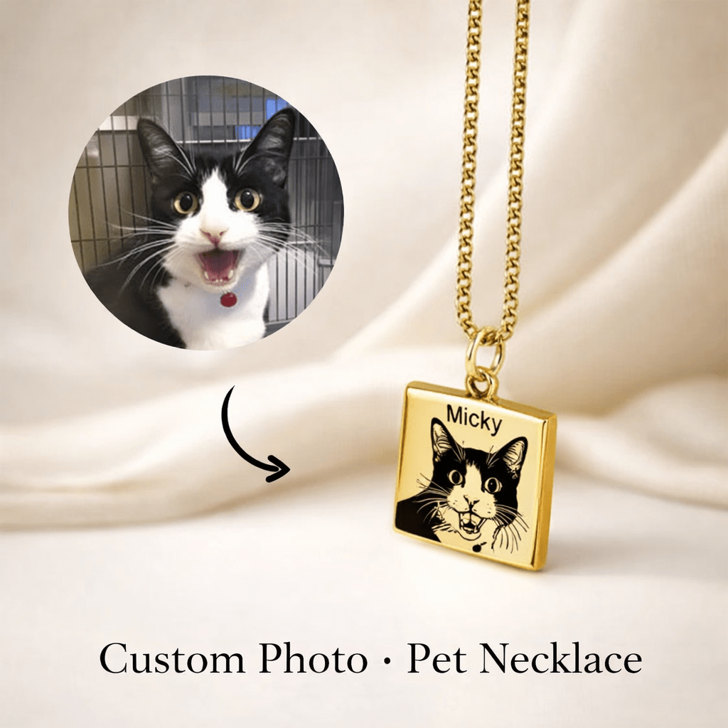 Custom Pet Photo Name Necklace – Personalized Stainless Steel Pendant Gift - paw&bond