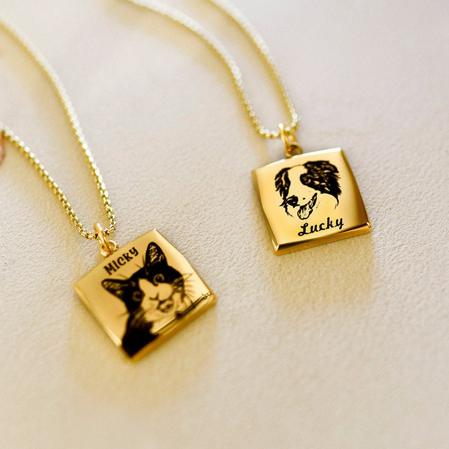 Custom Pet Photo Name Necklace – Personalized Stainless Steel Pendant Gift - paw&bond