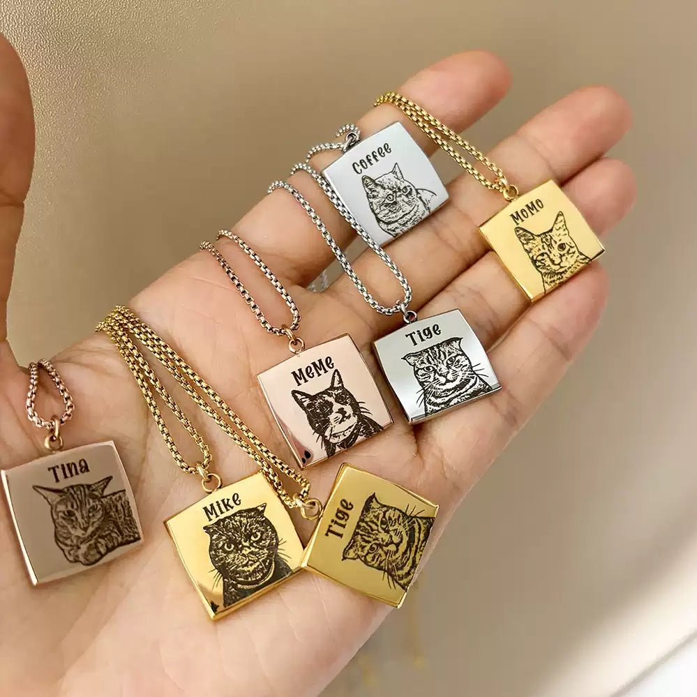 Custom Pet Photo Name Necklace – Personalized Stainless Steel Pendant Gift - paw&bond