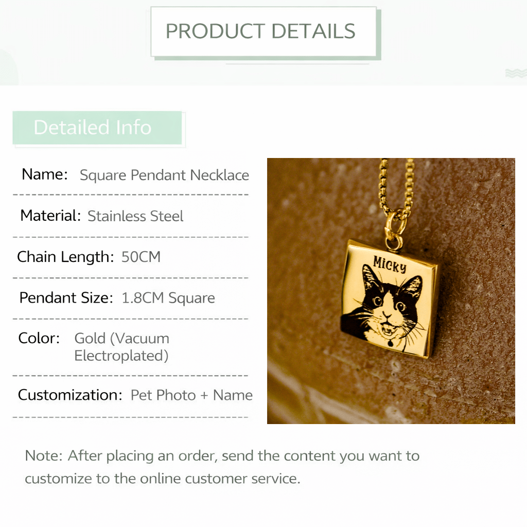 Custom Pet Photo Name Necklace – Personalized Stainless Steel Pendant Gift - paw&bond