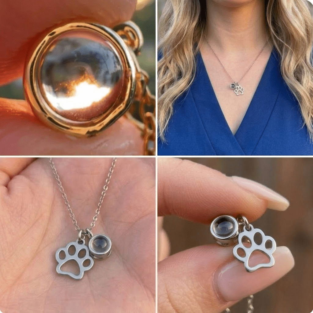Custom Pet Photo Projection Necklace - paw&bond