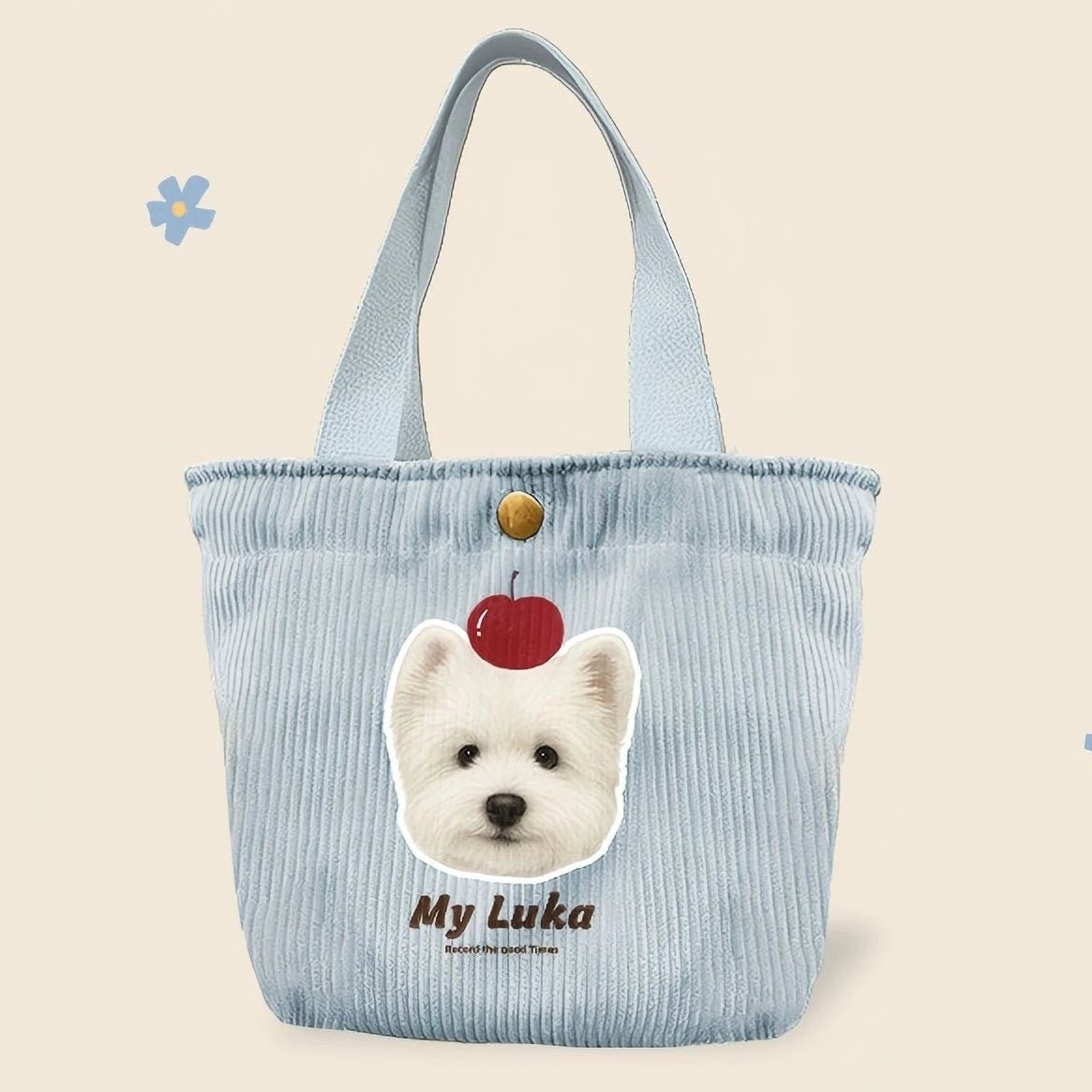 Custom Pet Portrait Corduroy Tote Bag – Personalized Dog Cat Photo Gift for Pet Lovers - paw&bond