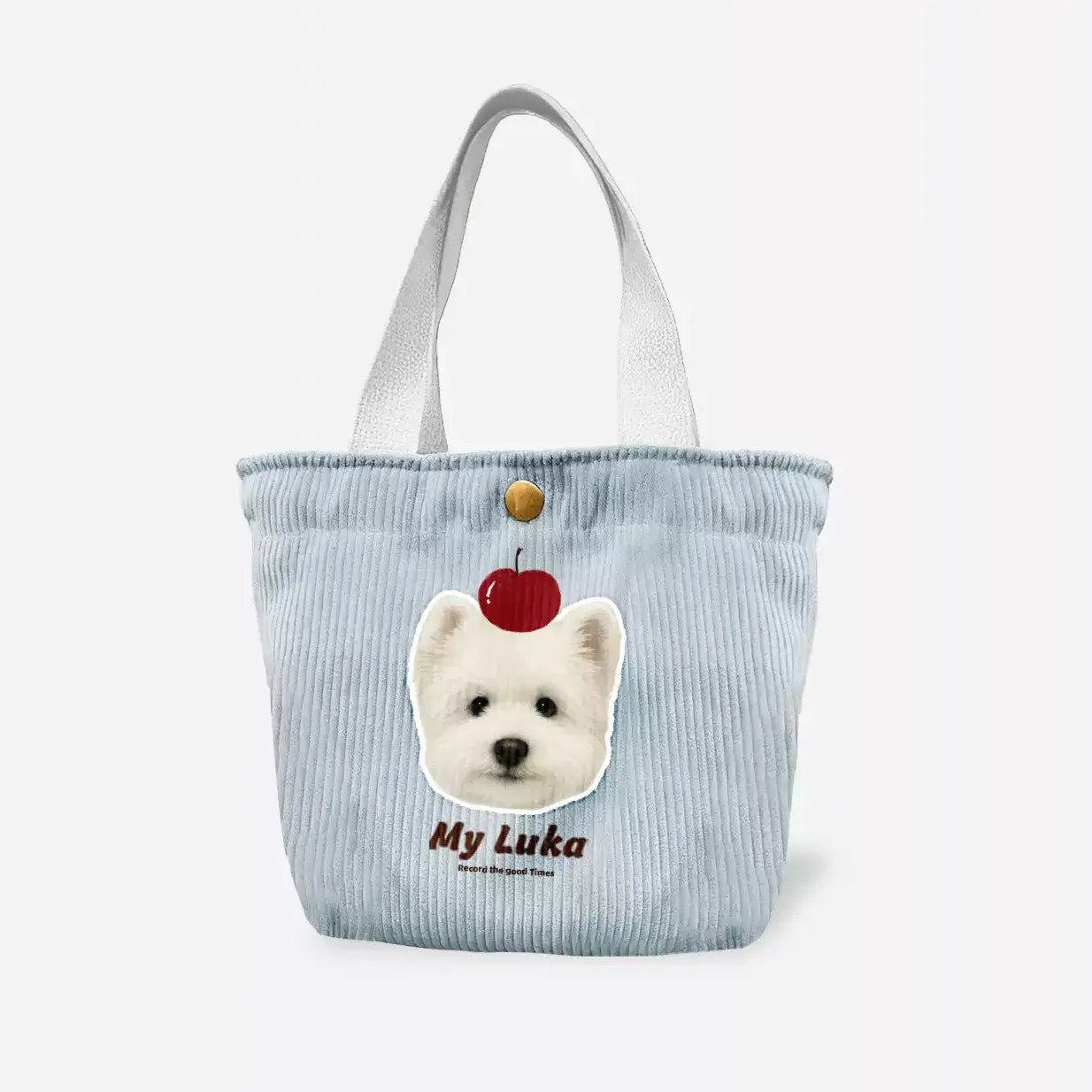 Custom Pet Portrait Corduroy Tote Bag – Personalized Dog Cat Photo Gift for Pet Lovers - paw&bond