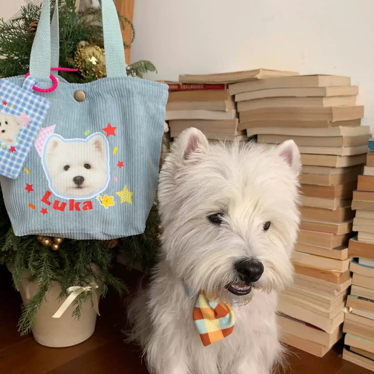 Custom Pet Portrait Corduroy Tote Bag – Personalized Dog Cat Photo Gift for Pet Lovers - paw&bond