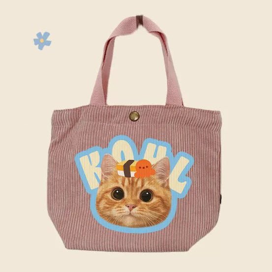 Custom Pet Portrait Corduroy Tote Bag – Personalized Dog Cat Photo Gift for Pet Lovers - paw&bond