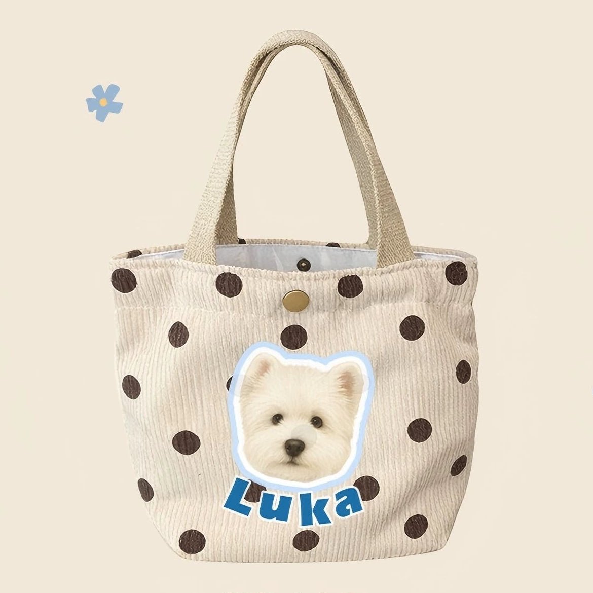 Custom Pet Portrait Corduroy Tote Bag – Personalized Dog Cat Photo Gift for Pet Lovers - paw&bond