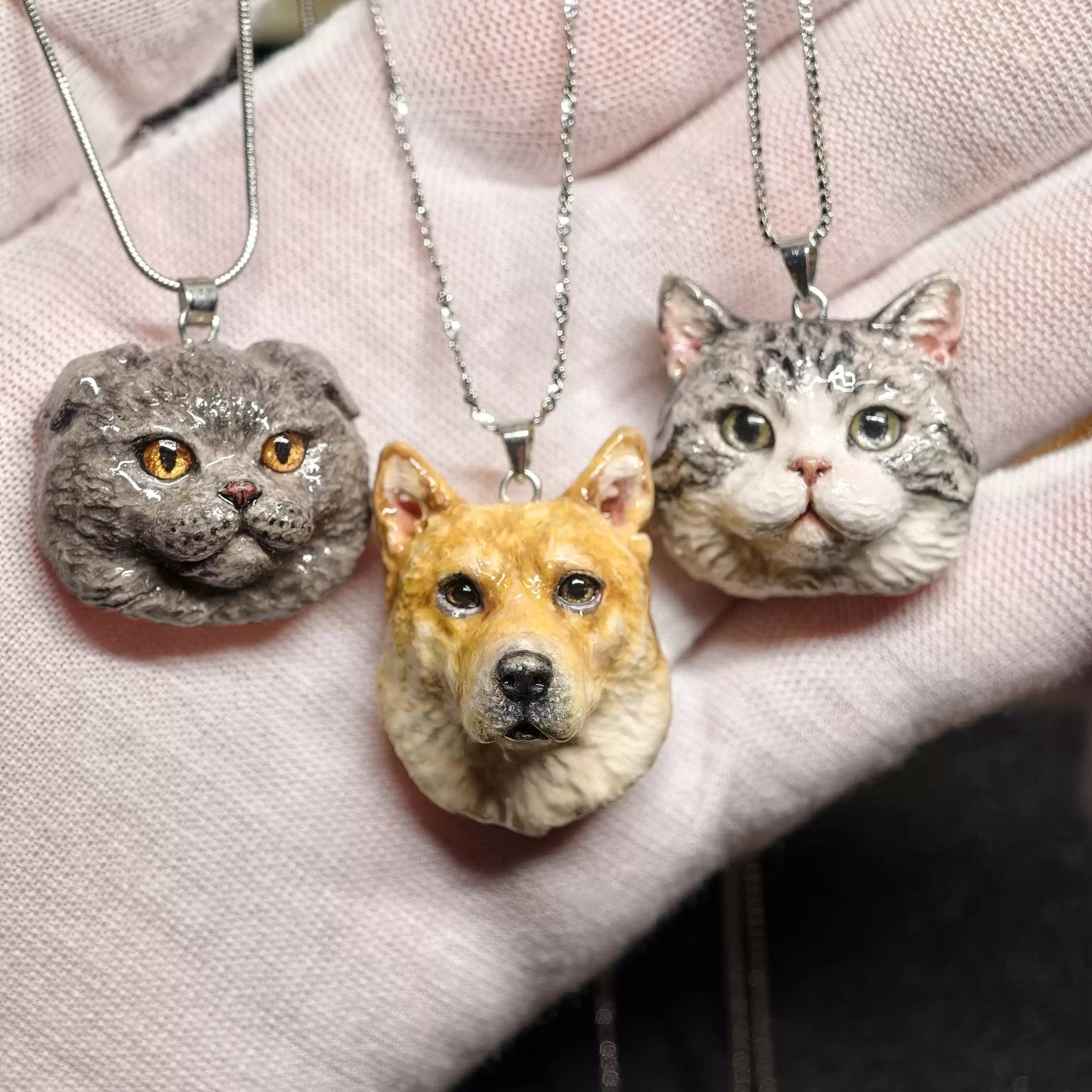 Custom Pet Portrait Necklace | Hand - Sculpted Polymer Clay Jewelry - paw&bond