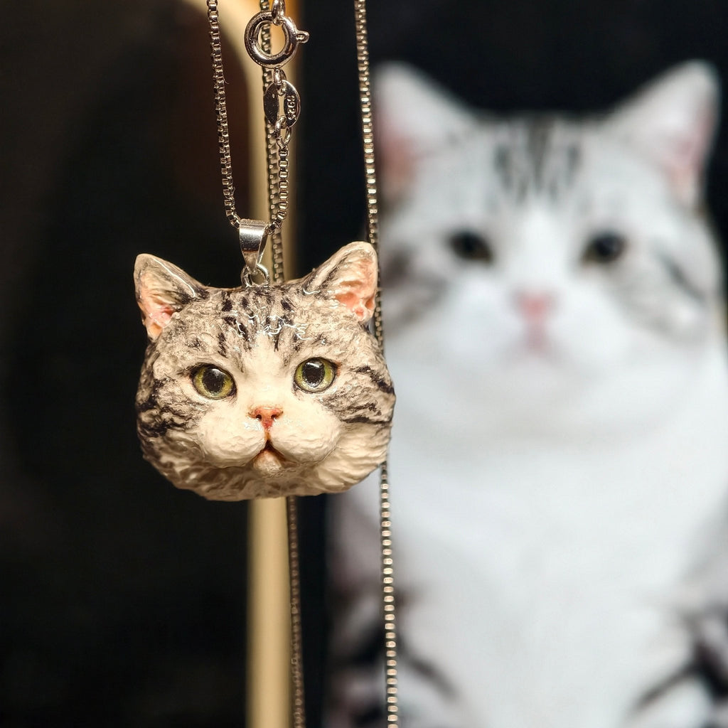 Custom Pet Portrait Necklace | Hand - Sculpted Polymer Clay Jewelry - paw&bond