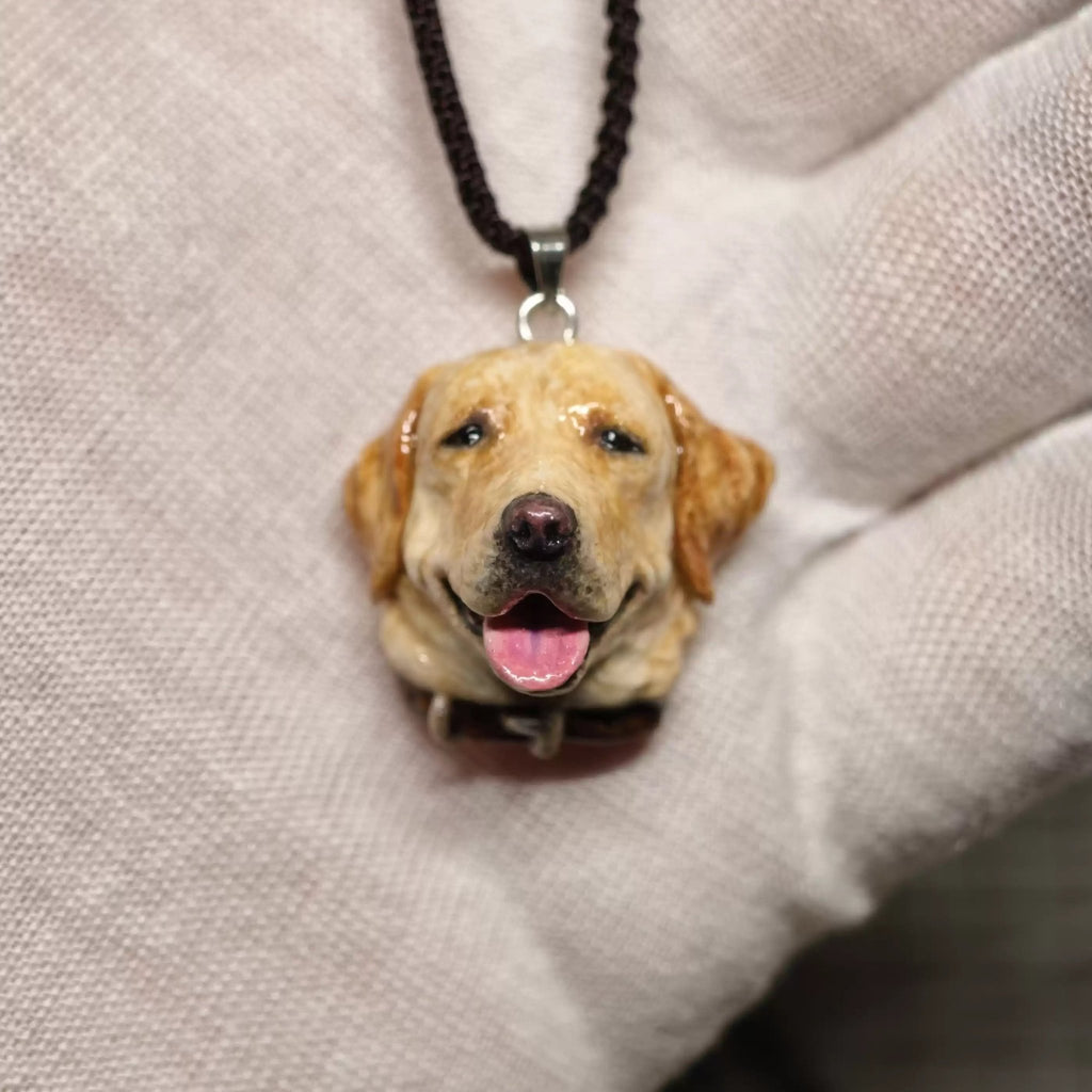 Custom Pet Portrait Necklace | Hand - Sculpted Polymer Clay Jewelry - paw&bond