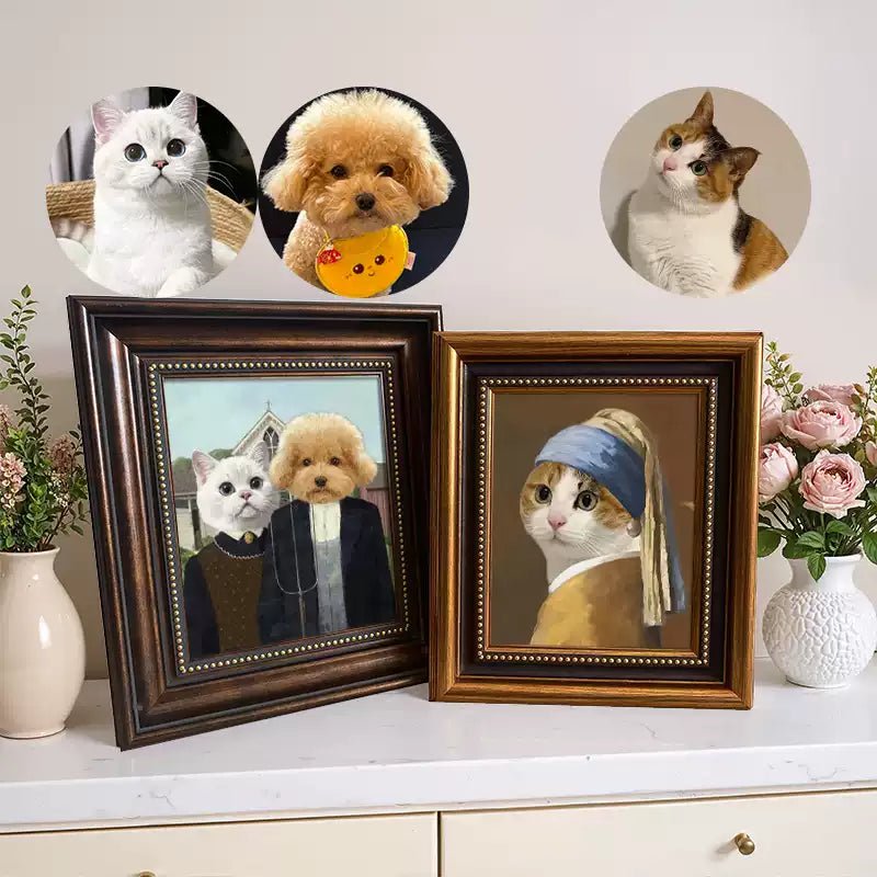 Custom Pet Portrait – Personalized Oil Painting Style Print for Cat & Dog | Framed Wall Art Gift - paw&bond