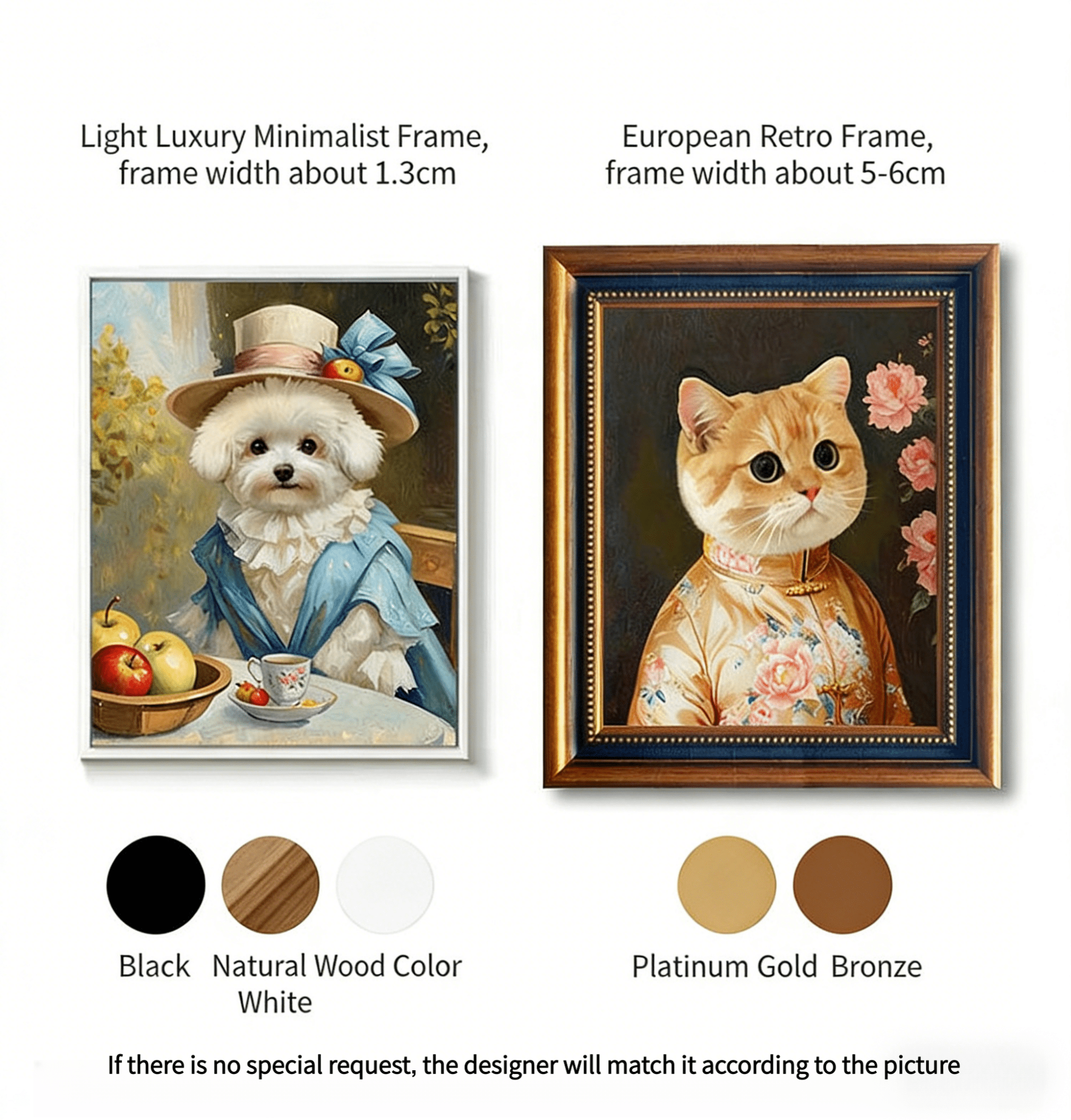 Custom Pet Portrait – Personalized Oil Painting Style Print for Cat & Dog | Framed Wall Art Gift - paw&bond