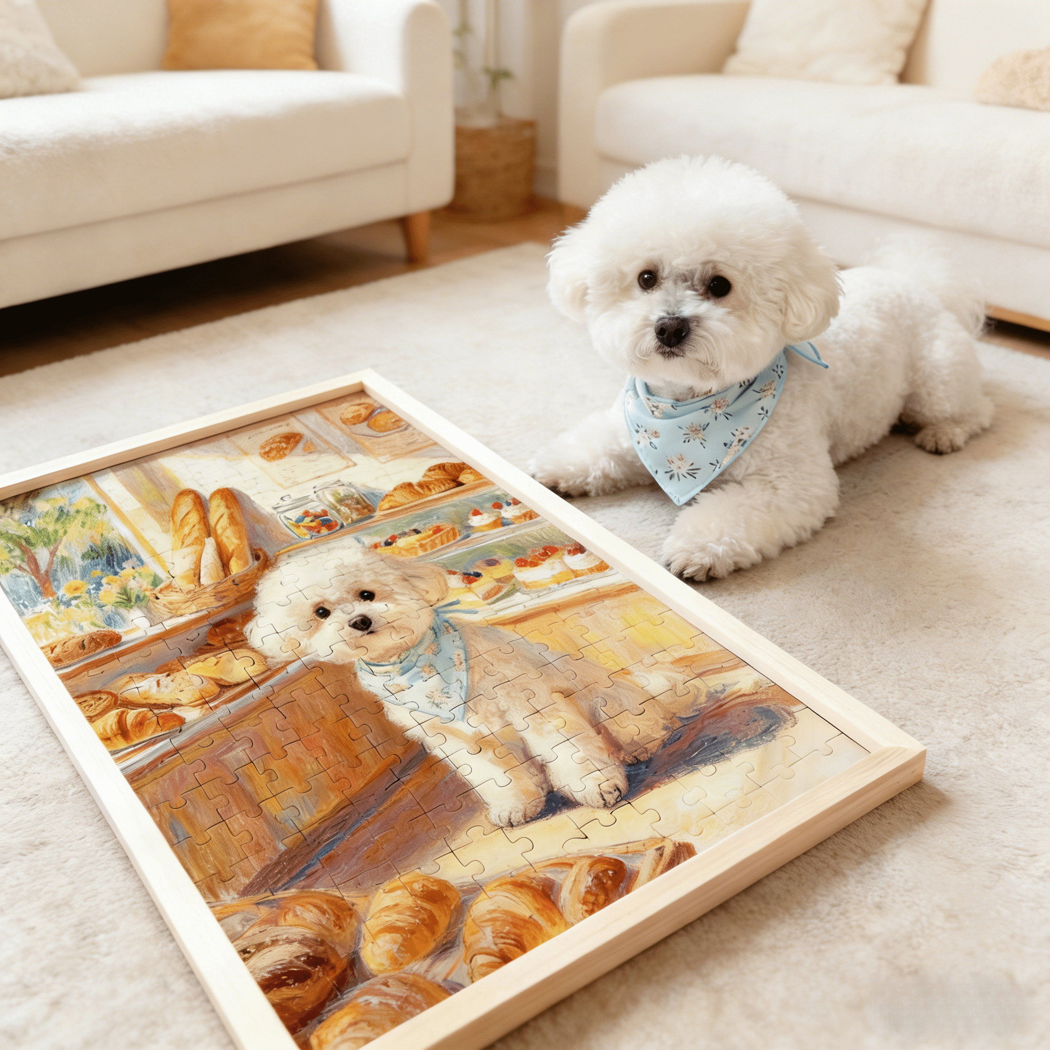 Custom Pet Portrait Puzzle Art – Hand - Illustrated from Your Photo, A Puzzle You Can Display - paw&bond