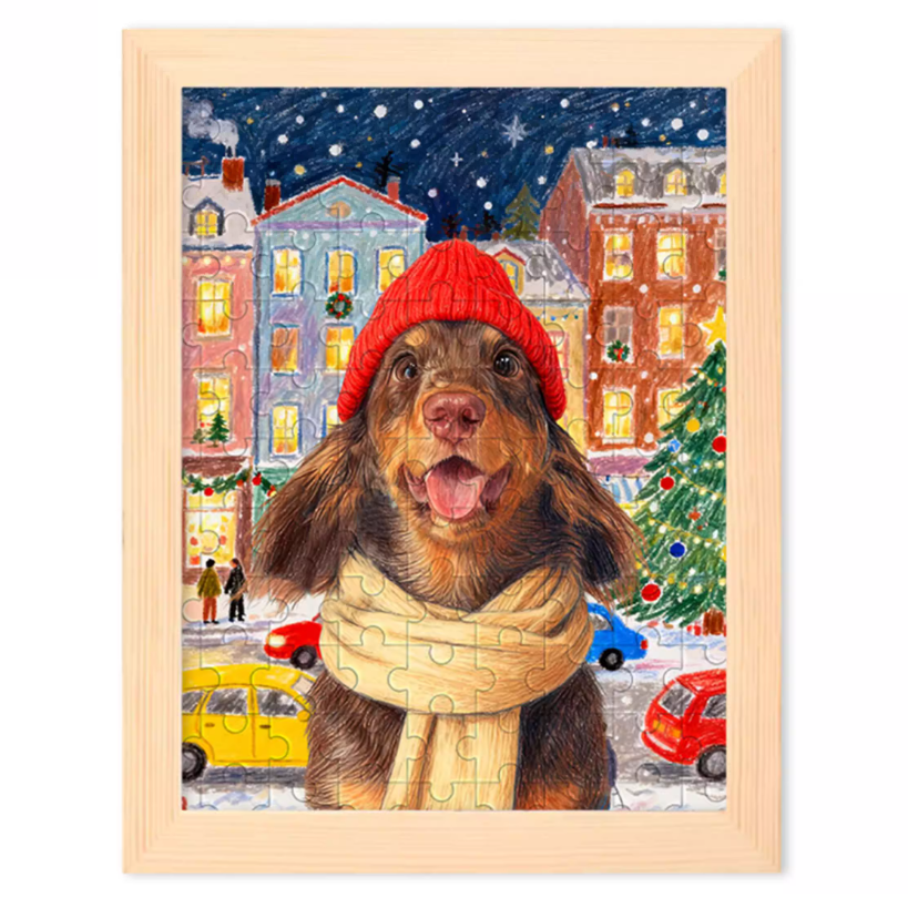 Custom Pet Portrait Puzzle Art – Hand - Illustrated from Your Photo, A Puzzle You Can Display - paw&bond