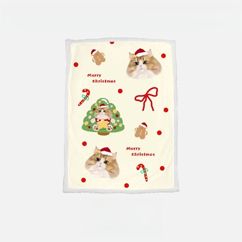 Custom Pet Portrait Sherpa Blanket – Personalized Dog & Cat Photo Fleece Blanket, Soft Double - Layer Throw - paw&bond