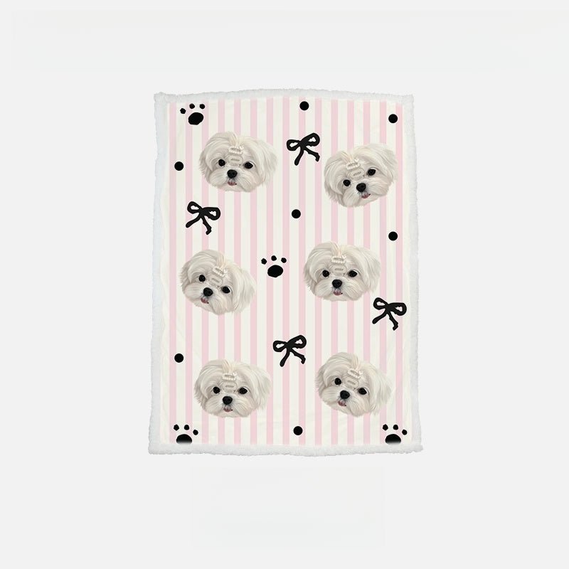 Custom Pet Portrait Sherpa Blanket – Personalized Dog & Cat Photo Fleece Blanket, Soft Double - Layer Throw - paw&bond